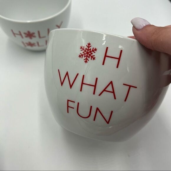 Set of 3 Crate & Barrel Ceramic Small Nesting Bowls. Holiday Nesting Bowls. - Picture 6 of 13